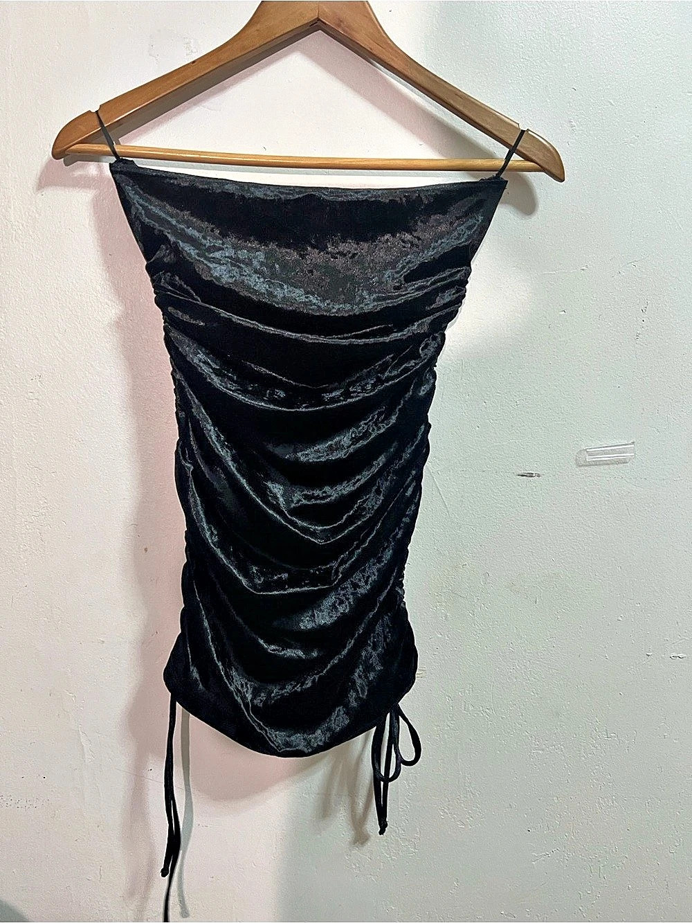 Garage Ruched Velvet Tube Dress Black Size Small